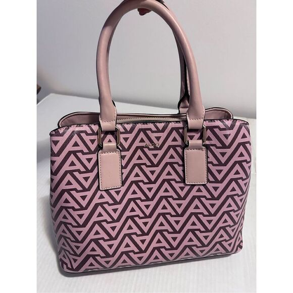 Aldo Signature Pink & Brown Tote Handbag Purse - Picture 1 of 11